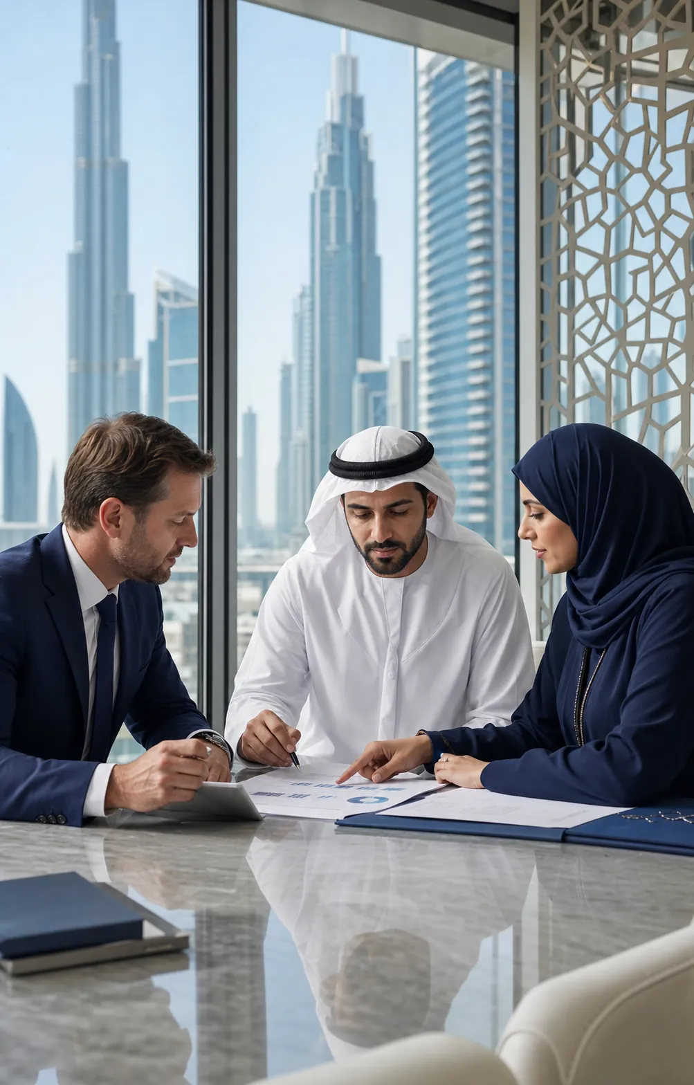 Integrity Limited advisers helping an entrepreneur with UAE corporate services
