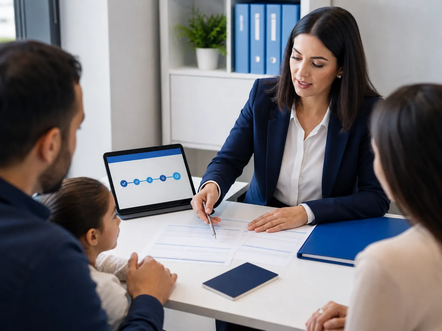 Immigration specialist guiding a family through UAE residence documents